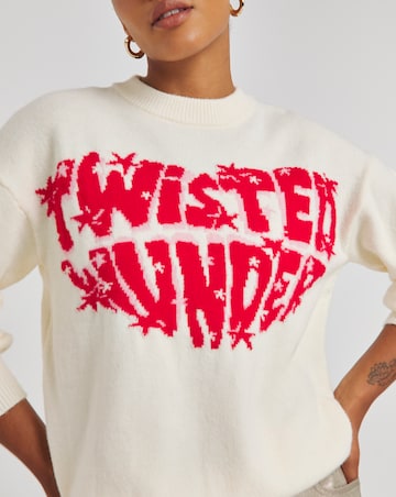 Simply Be X Twisted Wunder Cream Jacquard Jumper