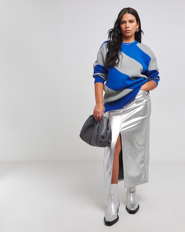 Blue and Grey Diagonal Stripe Jumper