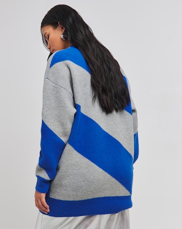 Blue and Grey Diagonal Stripe Jumper