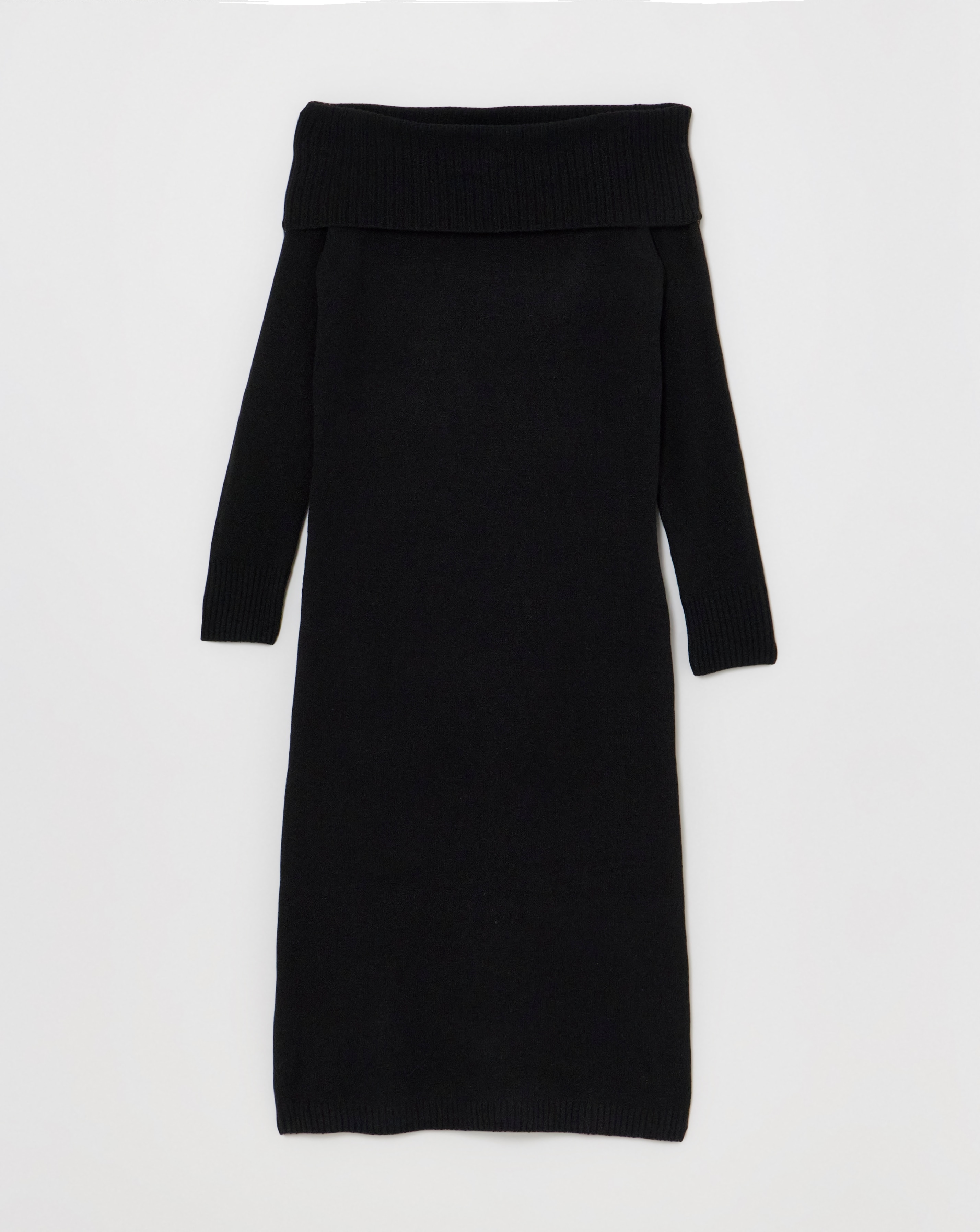 Black Bardot Knitted Midaxi Dress