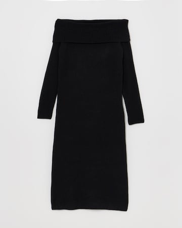 Black Bardot Knitted Midaxi Dress