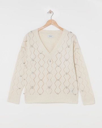 Cream Diamante Embellished Jumper