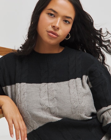 Grey and Black Stripe Cable Knit Dress