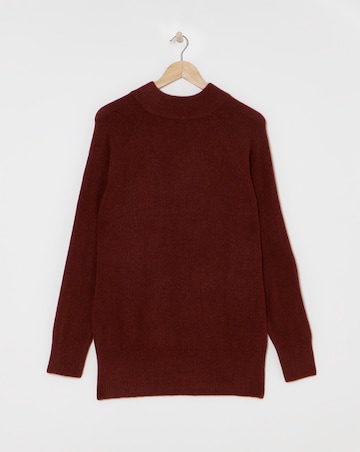 Wine Satin Bow Back Longline Jumper