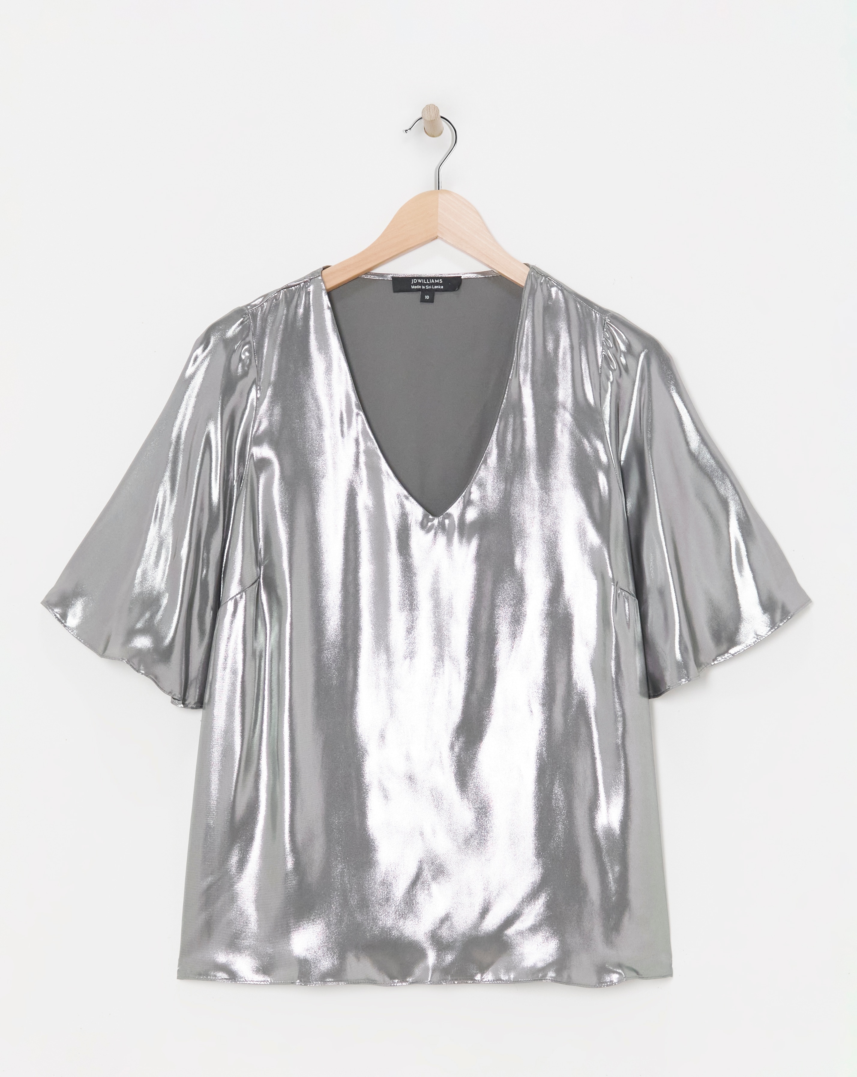 Metallic Angel Sleeve Blouse