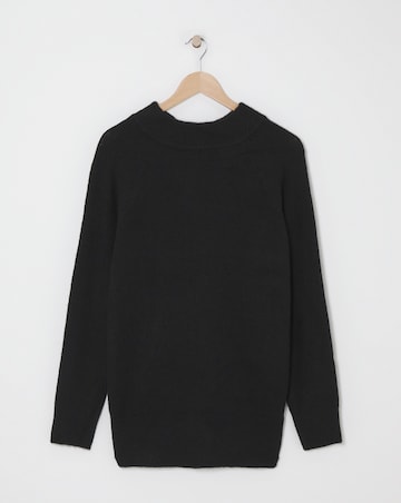 Black Satin Bow Back Longline Jumper