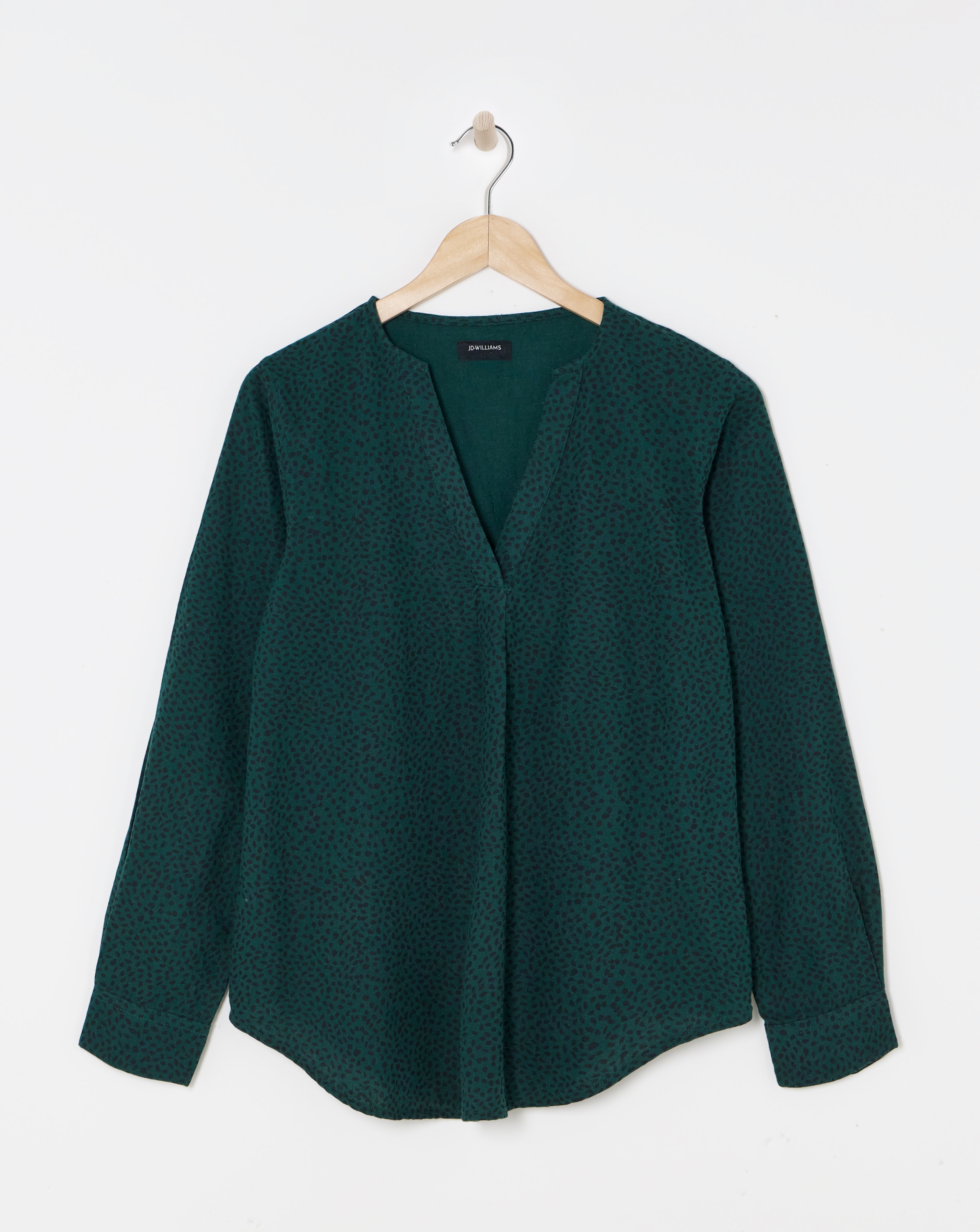 Brushed Cotton V Neck Blouse