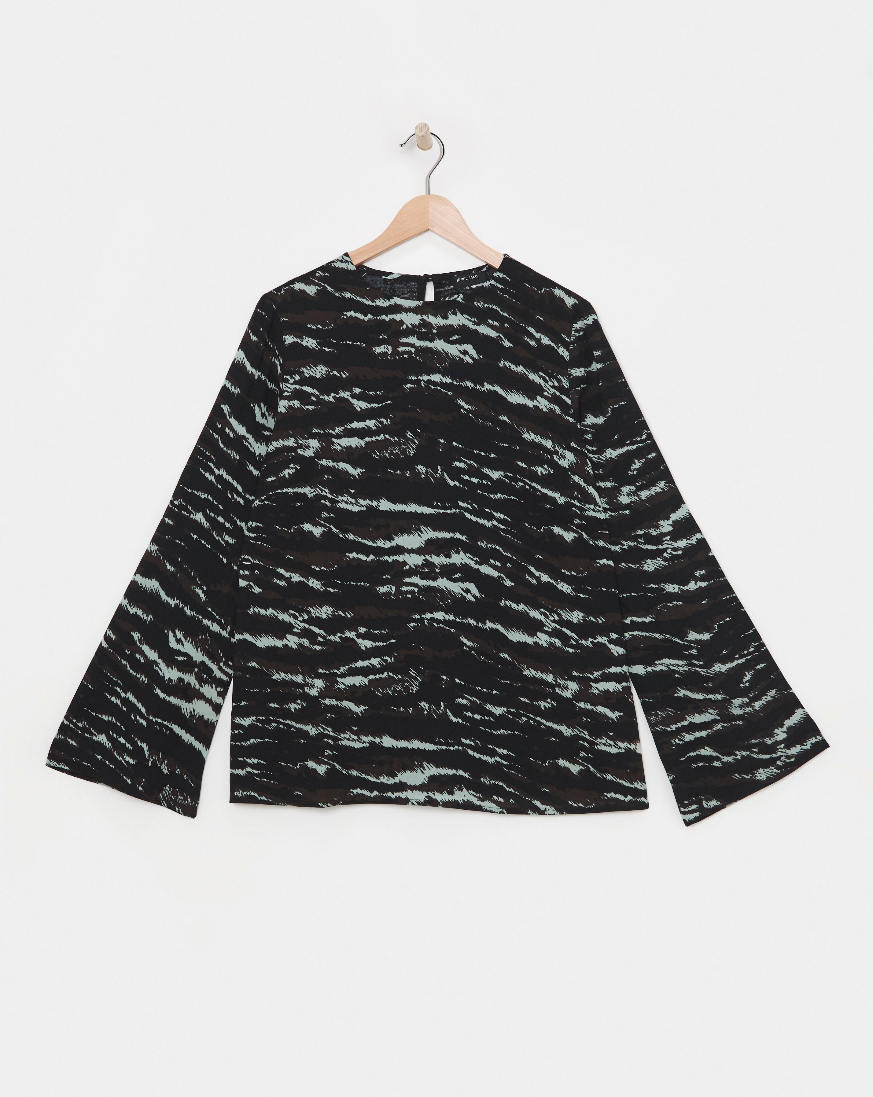 Womens Viscose Fluted Sleeve Top- Zebra