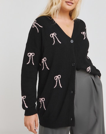 Simply Be Black Bow Boyfriend Cardigan