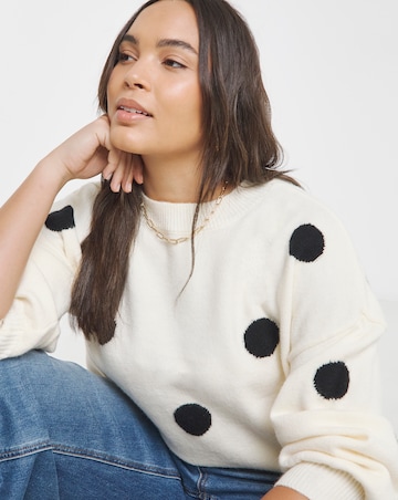 Cream And Black Spot Jumper