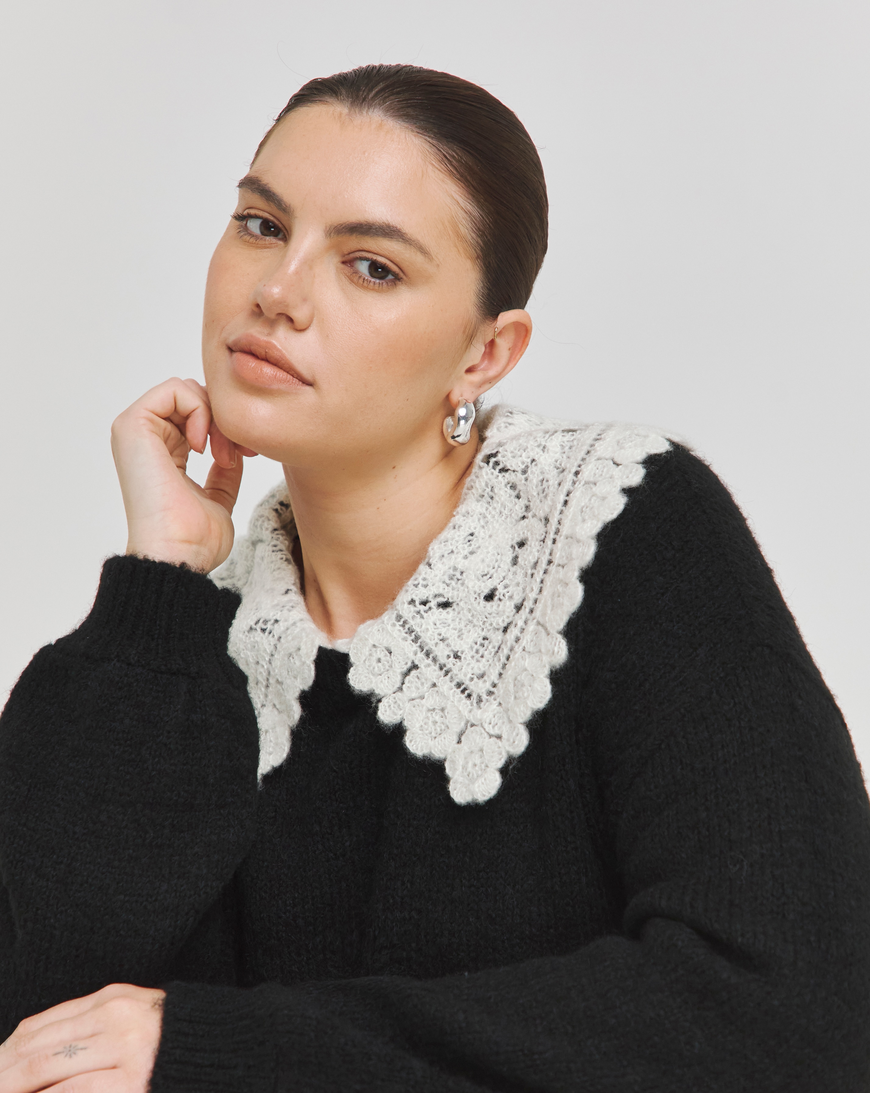 Simply Be Black Collar Detail Jumper