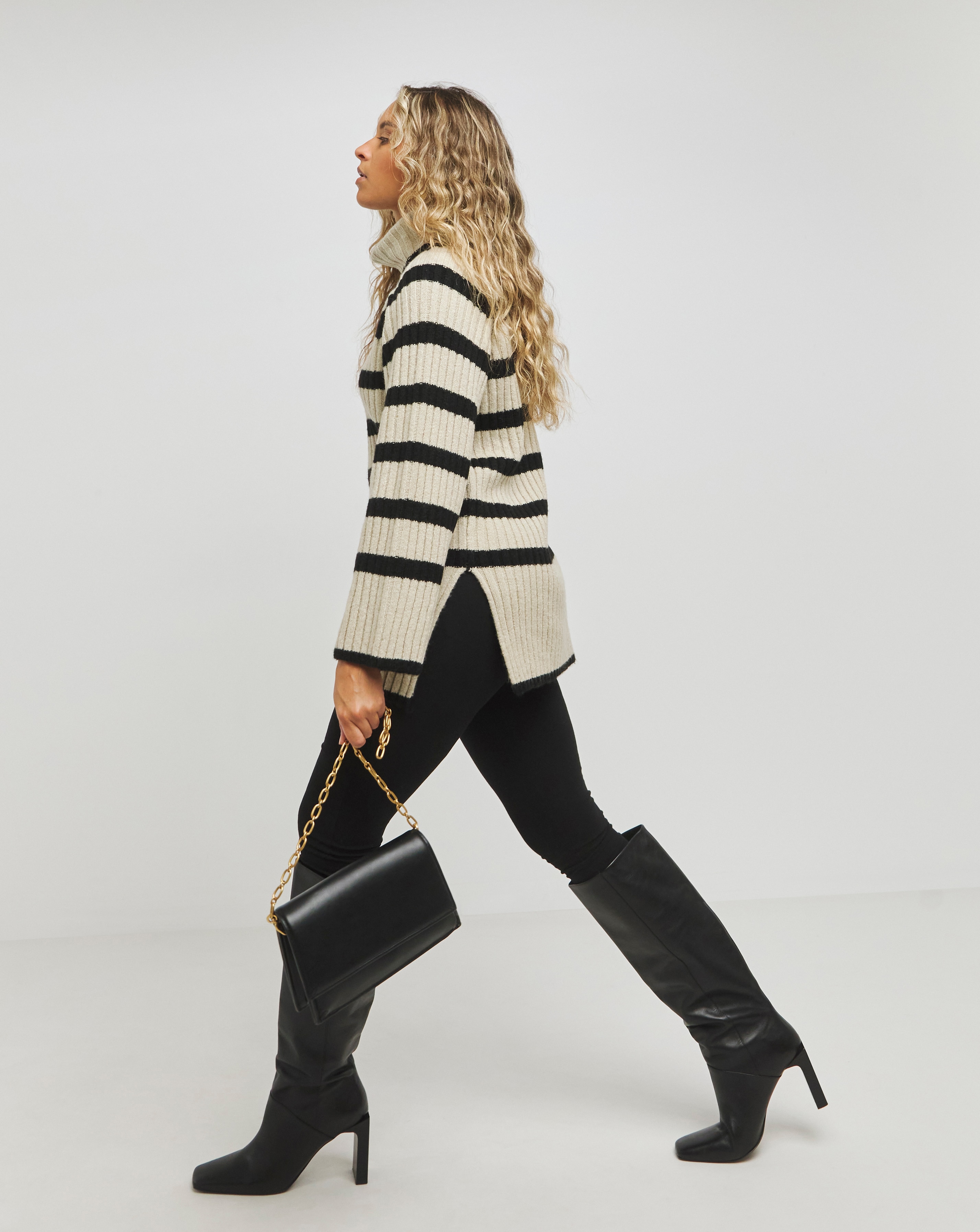 Stripe Roll Neck Jumper