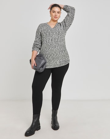 Simply Be Mono Boucle V Neck Longline Jumper