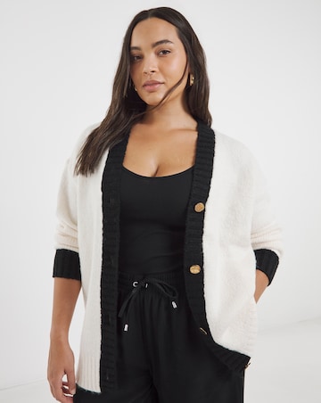 Simply Be Mono Tipped Boyfriend Cardigan