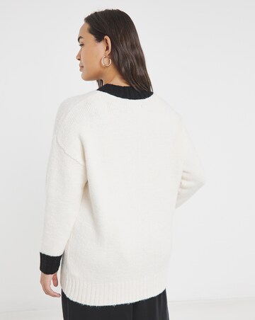 Simply Be Mono Tipped Boyfriend Cardigan