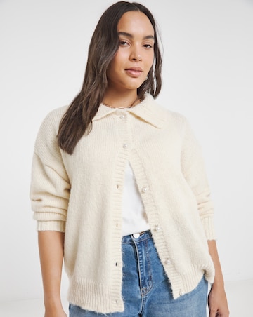Simply Be Cream Collar Cardigan