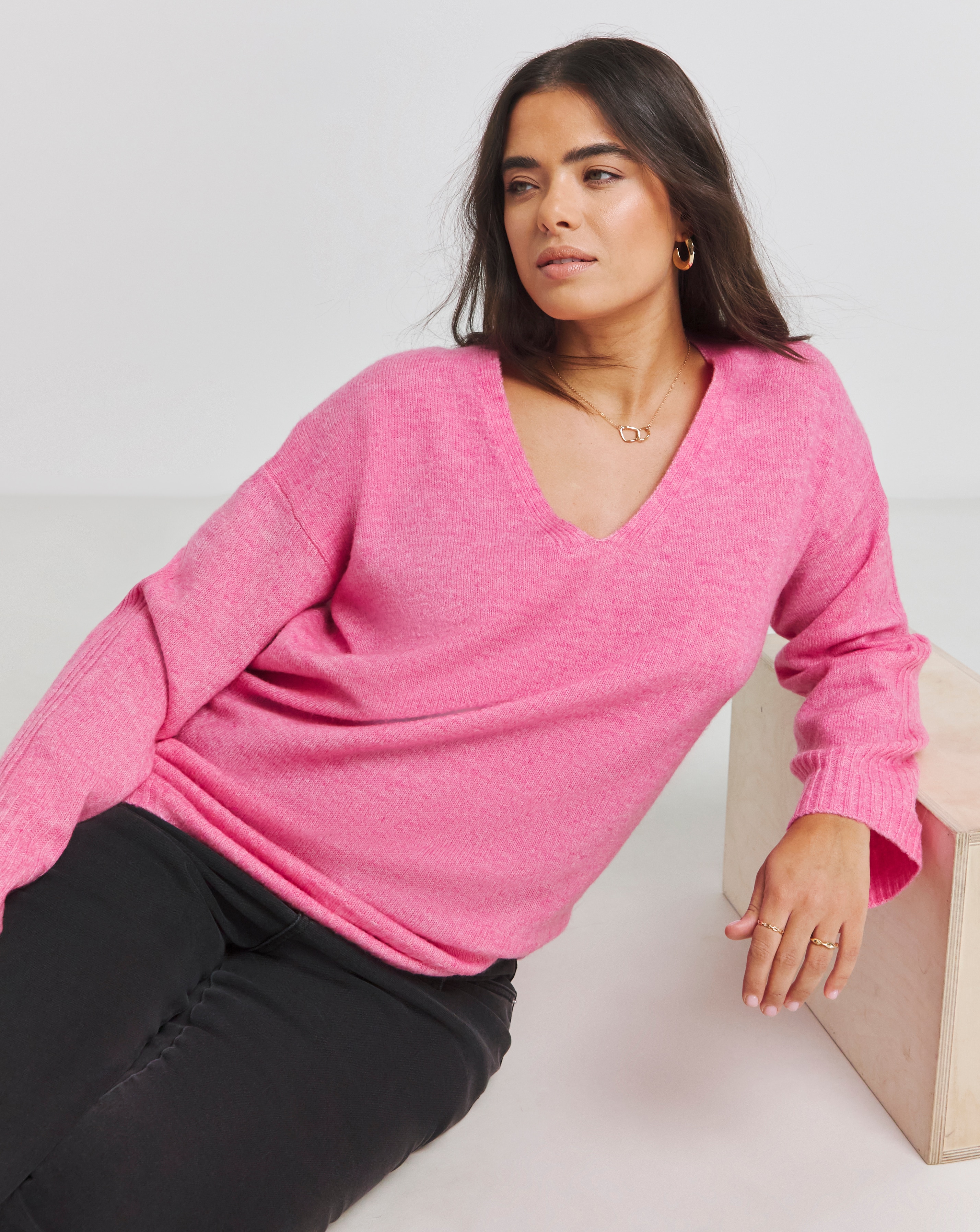 Simply Be Slouchy V Neck Longline Jumper