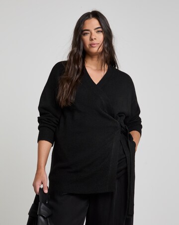 Simply Be Black Longline Ballet Wrap Cardigan