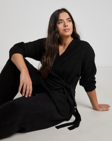 Simply Be Black Longline Ballet Wrap Cardigan