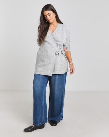 Simply Be Grey Longline Ballet Wrap Cardigan