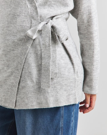 Simply Be Grey Longline Ballet Wrap Cardigan