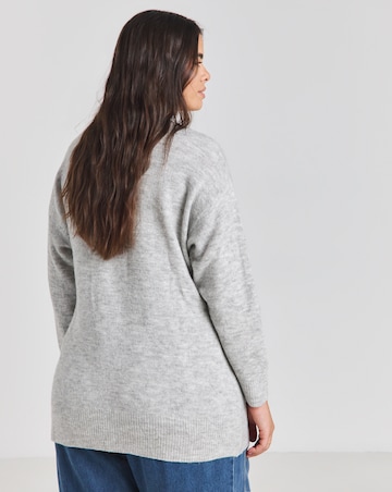 Simply Be Grey Longline Ballet Wrap Cardigan