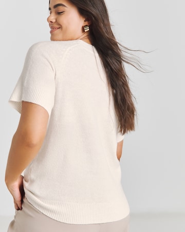 Simply Be Ivory Short Sleeve Crew Neck Jumper