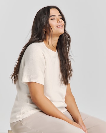 Simply Be Ivory Short Sleeve Crew Neck Jumper