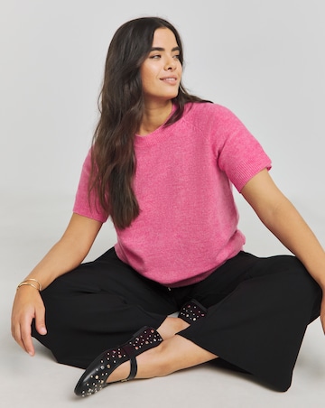 Simply Be Pink Short Sleeve Crew Neck Jumper
