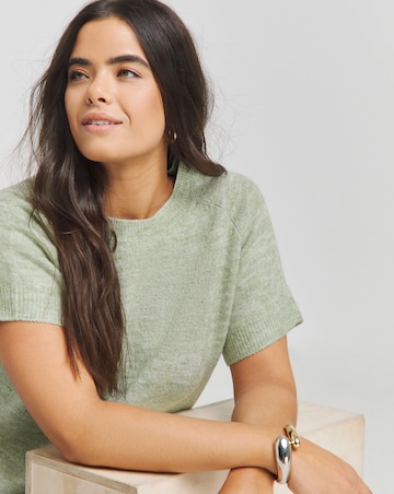 Simply Be Sage Short Sleeve Crew Neck Jumper