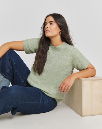 Simply Be Sage Short Sleeve Crew Neck Jumper