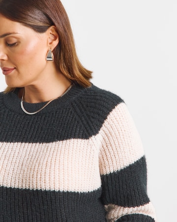 Simply Be Monochrome Stripe Fluffy Jumper