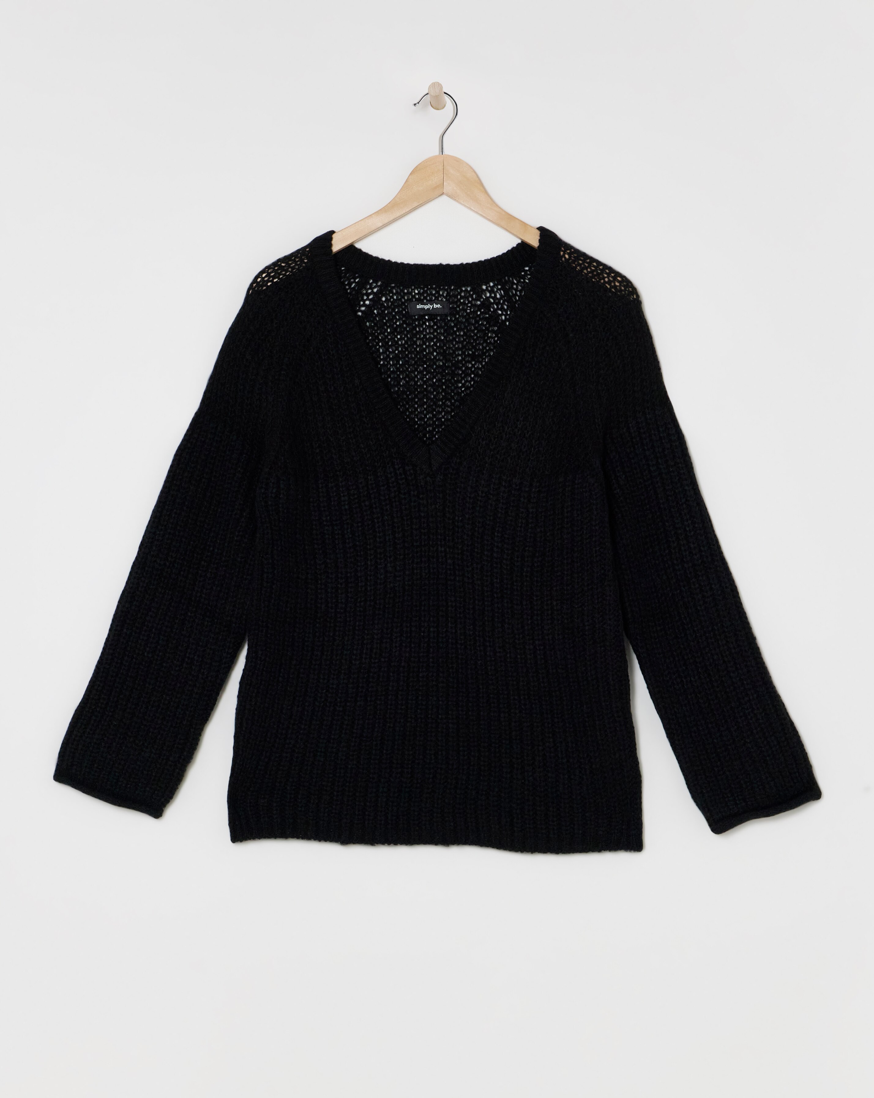 Black V Neck Volume Sleeve Jumper