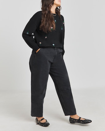 Simply Be Black Rose Embroidered Jumper