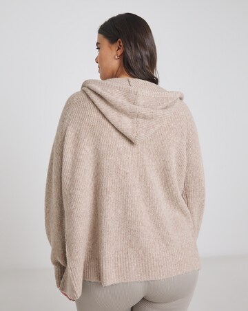 Simply Be Oatmeal Knitted Zip Through Hoodie