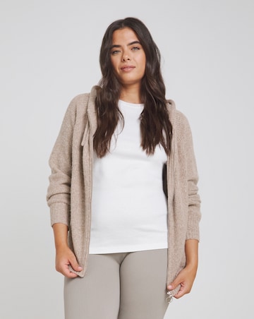 Simply Be Oatmeal Knitted Zip Through Hoodie