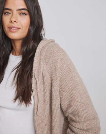 Simply Be Oatmeal Knitted Zip Through Hoodie