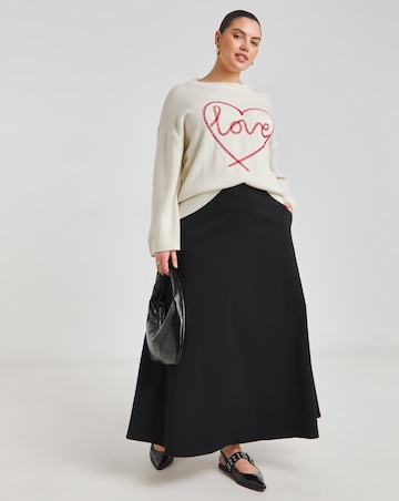 Cream Love Heart Embroidered Jumper