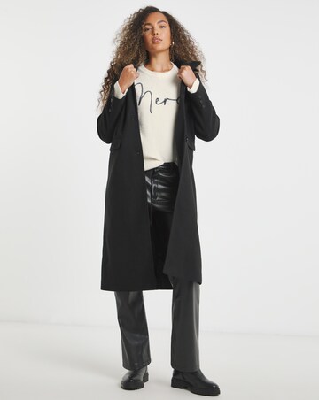 Simply Be Cream Merci Slogan Embroidered Knitted Jumper