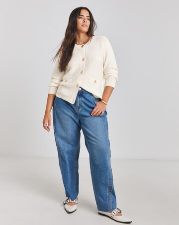 Simply Be Cream Crew Neck Trophy Cardigan