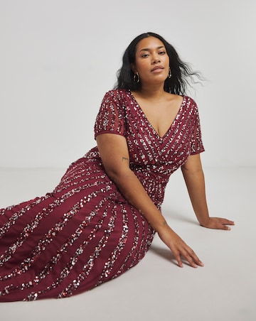 Maya Stripe Embellished Maxi Dress