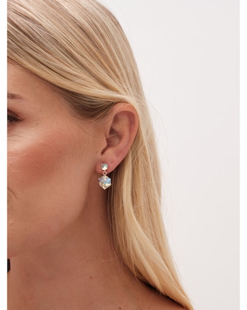 Jon Richard Radiance Collection Rose Gold Plated Aurora Borealis Cube Earrings