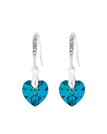 Jon Richard Radiance Collection Silver Plated Blue Bermuda Heart Drop Earrings