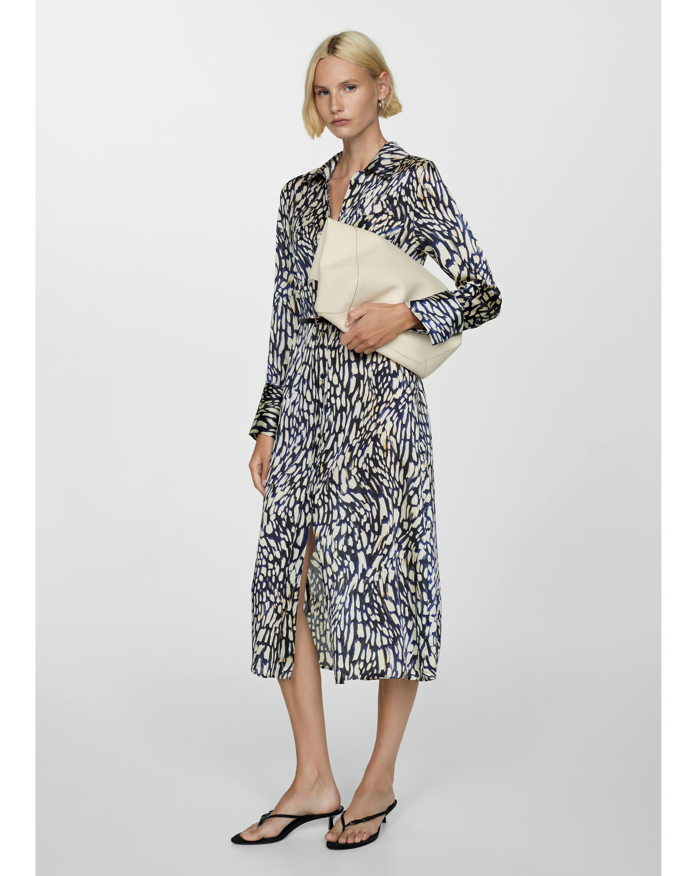 Mango Satin Wrap Midi Dress