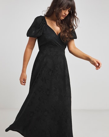 Flounce London Black Printed Midaxi Dress