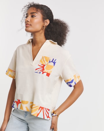 Native Youth Floral Placement Linen Blend Print Shirt