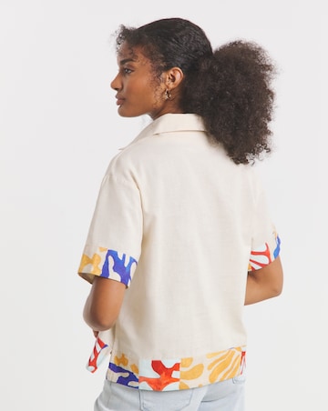 Native Youth Floral Placement Linen Blend Print Shirt