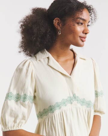 Native Youth Double Gauze Embroidered Midaxi Dress