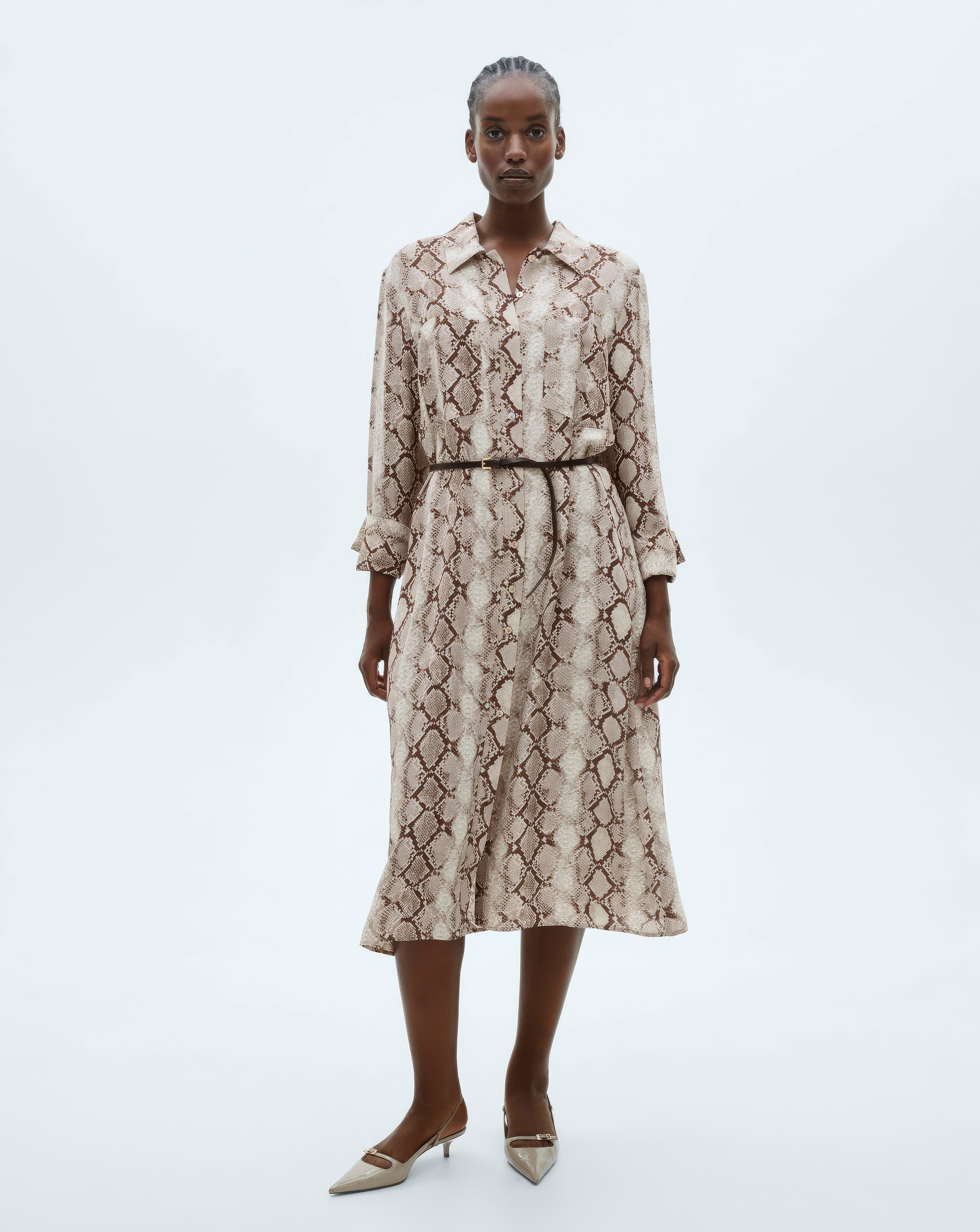 Mango Serpi Snake Primt Midi Dress