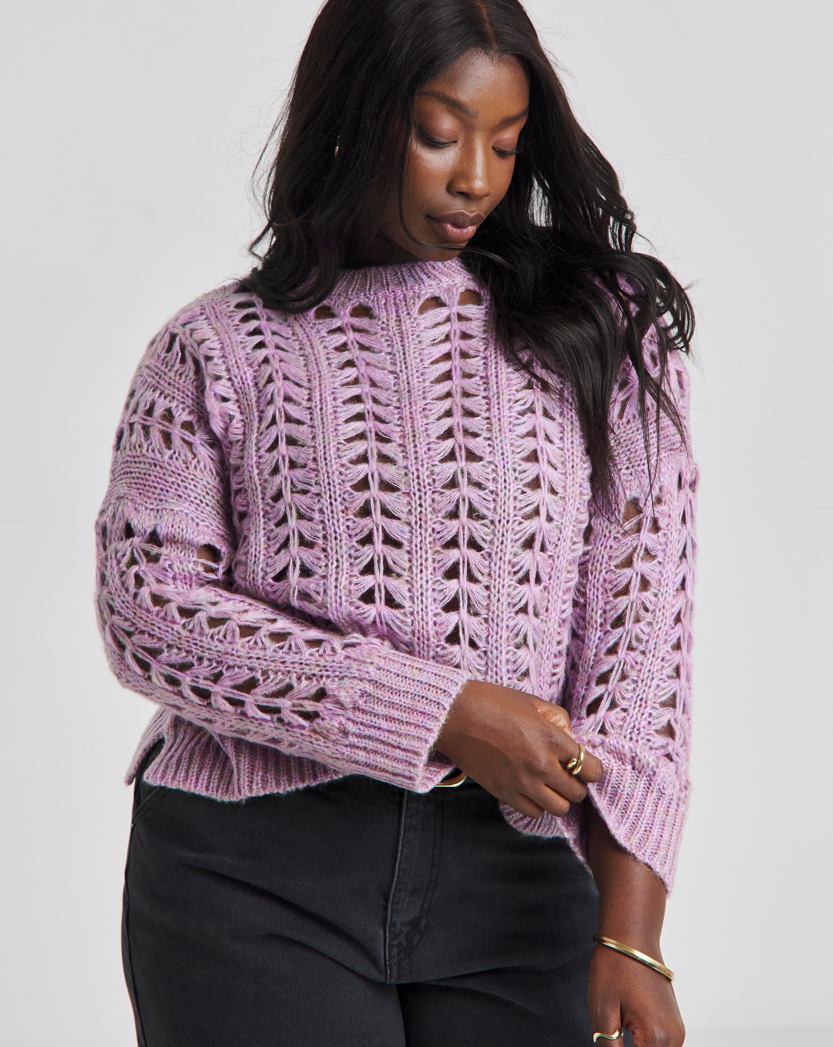 Lilac Cable Ladder Stitch Jumper